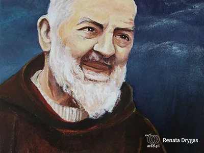 akryl na płótnie, ''Ojciec Pio'' 