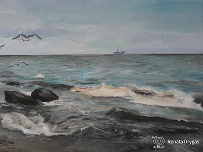 olej na płótnie, ''Może tak, a może nie, nieodgadnione morze...'' 