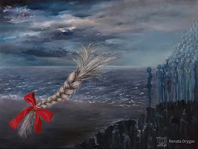 olej na płótnie, ''Warkoczyk - impresja na temat wiersza Tadeusza Różewicza'' 