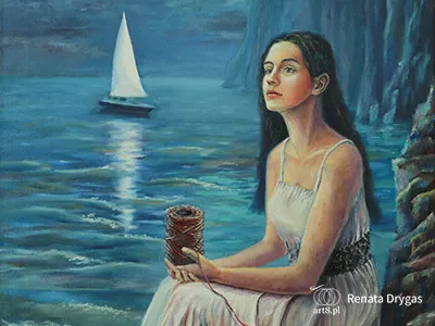 olej na płótnie, ''Tkając czas, myślę o ŁODZI'' 