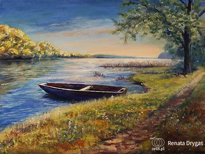 akryl na płycie, ''Stawy Milickie'' 