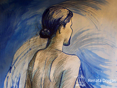 Z czasów studenckich: rysunek, technika mieszana, ''Akt 02'' 